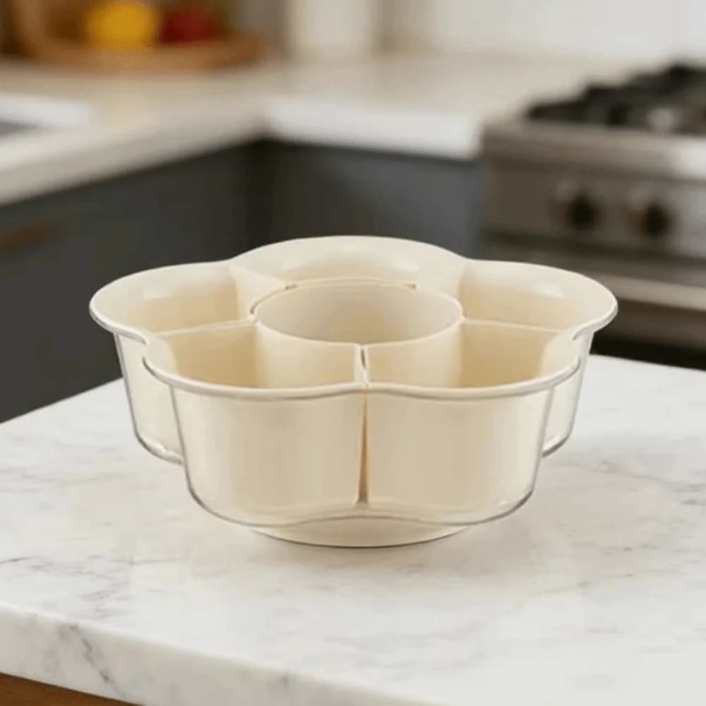 Piatto Creativo per Hot Pot con Fondo Drenante, Vassoio Diviso a Forma di Petalo in Plastica per Frutta Secca e Snack