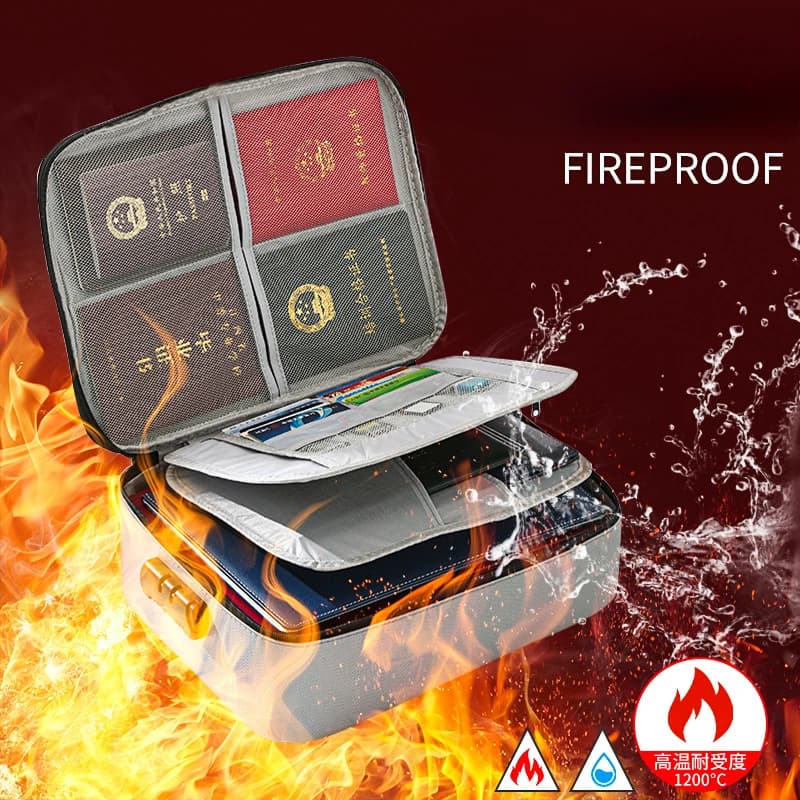 Borsa per documenti ignifuga Organizzatore di sicurezza Custodia per soldi impermeabile con cerniera Custodia per carte multistrato Borsa per documenti da viaggio Scatola per riporre documenti