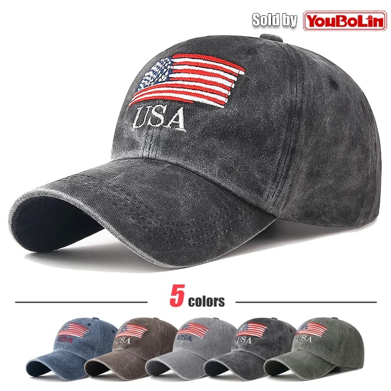 New washed cotton old embroidered USA letter cap outdoor men and women sun visor baseball cap