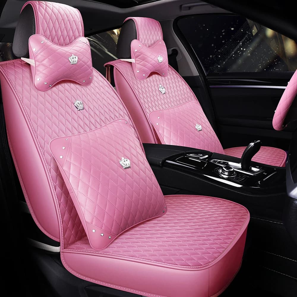 Coprisedili per auto speciali femminili rosa, cuscino per sedili per veicoli automobilistici Accessori protettivi universali per interni auto-similpelle