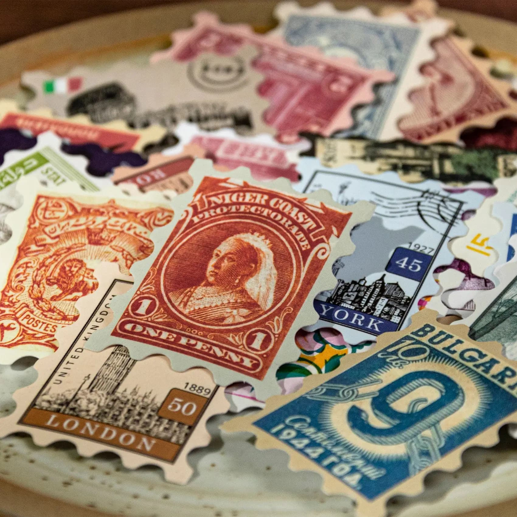 50Sheets Retro Stamp Sticker Set, Classic Vintage Postage Design, for Retro Journal Craft Gift Wrapping Card Decor