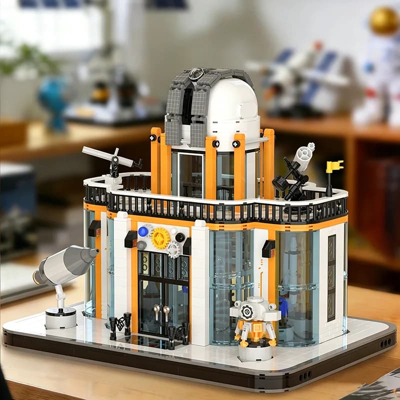 1623PCS Aerospace Museum Building Blocks With Lights Rocket Satellite Model Desktop Ornament Educational Toy Gifts For Teens