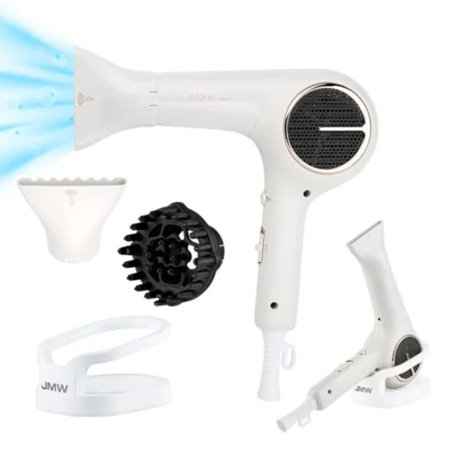 Travel-friendly compact hair dryer with BLDC motor, lightweight design, ionic technology for frizzy hair, quiet high-speed dryi