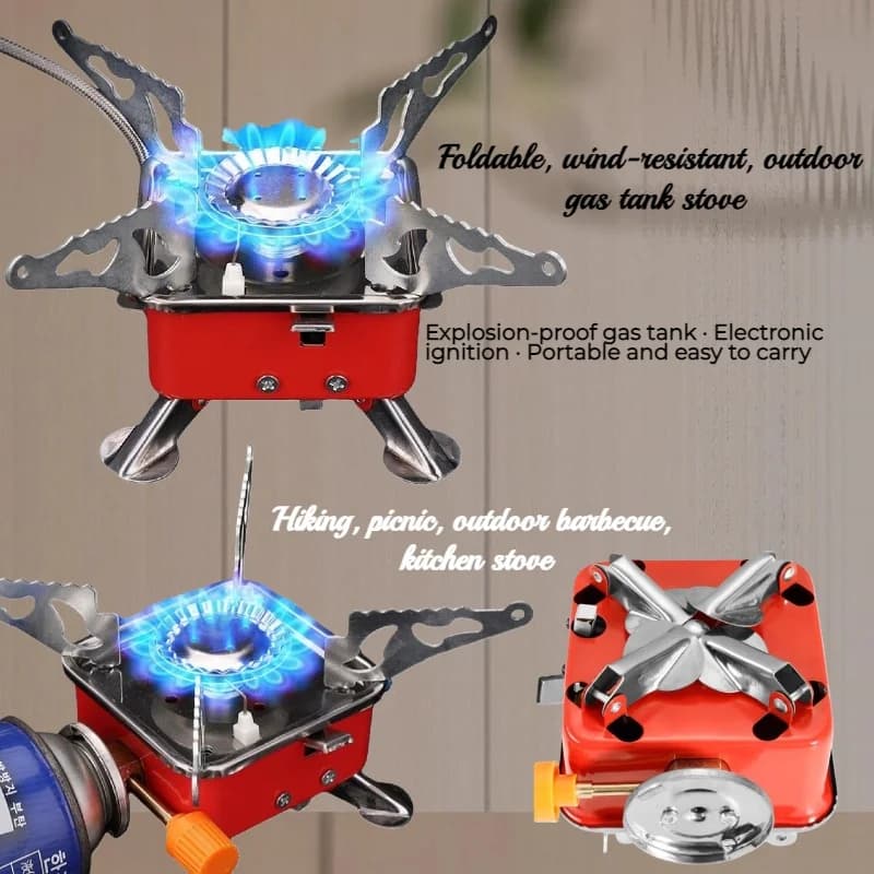 Mini Portable Gas Stove Quadrato for Camping, Hiking and Traveling, Ultralight Kitchen Equipment for Outdoors