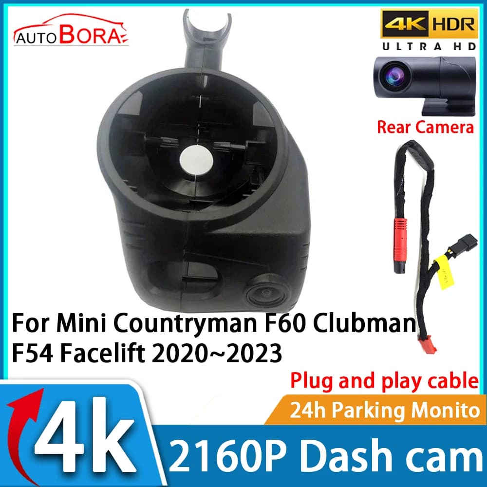 Video Recorder for Auto ZhuCamX with Night Vision UHD 4K 2160P DVR Dash Cam for Mini Countryman F60 Clubman F54 Facelift 2020~2023