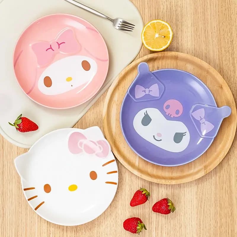 Piatto in Ceramica a Forma di Hello Kitty Sanrio, per Uso Domestico, Grazioso Piatto Rotondo per Frutta, Popolare Online, Stoviglie in Porcellana Melody 2026