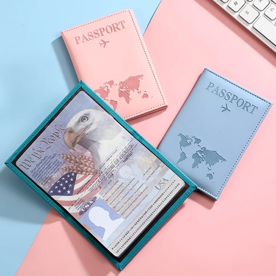 Multifunctional PU Leather Passport Holder World Map Travel Card Wallet Case - Durable And Stylish
