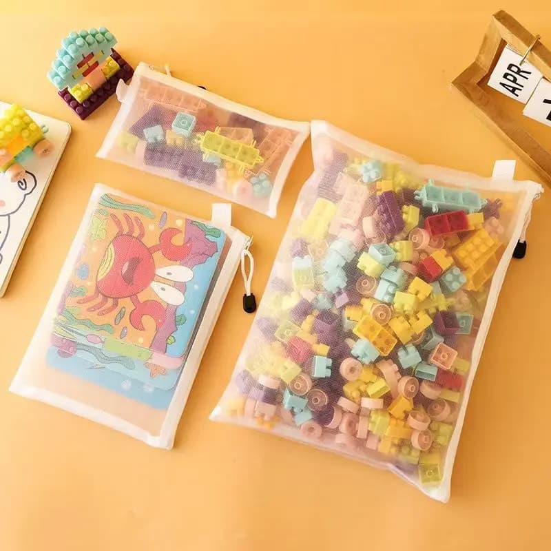 Borsa per documenti con cerniera in rete trasparente A4/A5/A6 Borsa per documenti informativi in nylon Puzzle Toys Borsa per smistamento Astuccio per matite Borsa per cartelle