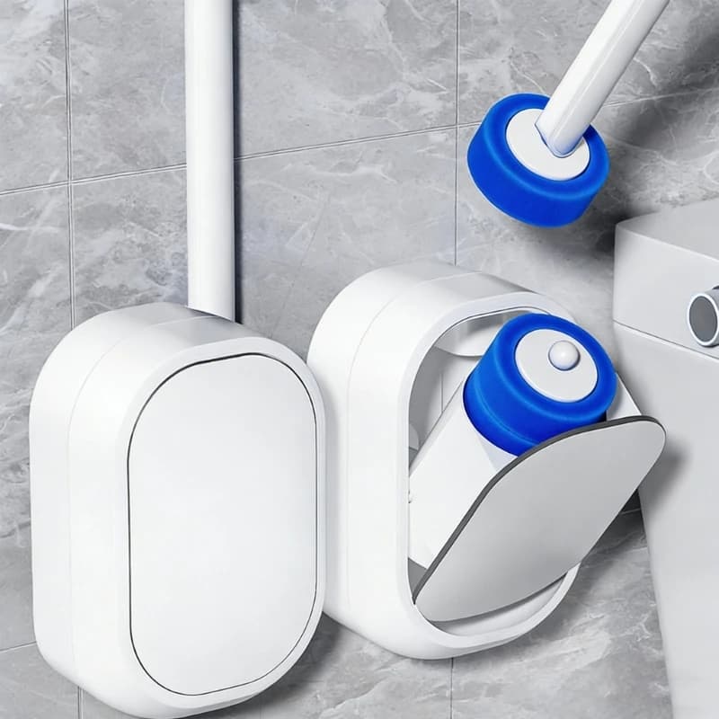 U55D Space Saving Adhesive Mount Toilet Brush Set Auto Dissolving Cleaning Pad Upgrades for Spotless Sanitary Wares Surfaces