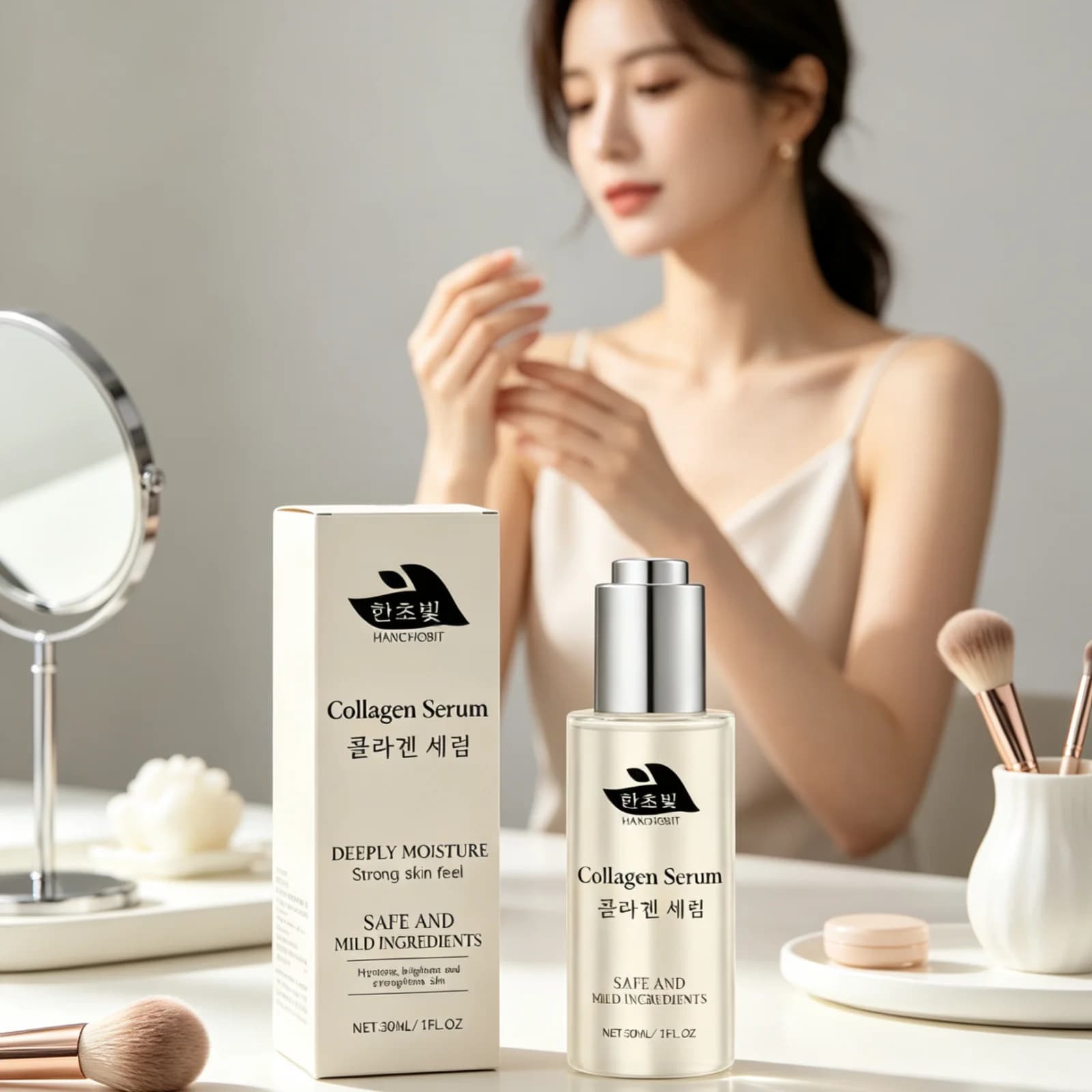 Hanchobit Collagen Serum Long Lasting Moisturizing Skin Nourishing Anti Wrinkles Reduce Fine Lines Gentle Anti Aging Serum 30ml