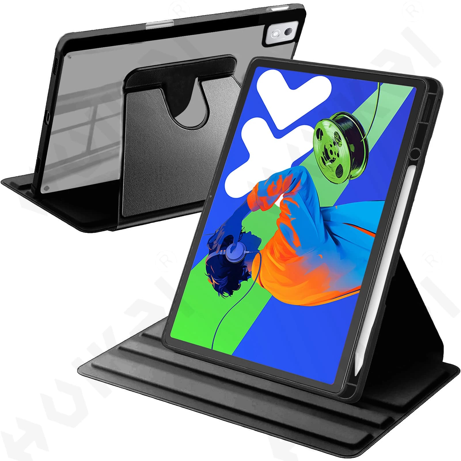 Custodia girevole per Lenovo Xiaoxin Pad Pro 12.7 2025 M11 10.1 con portapenne Supporto protettivo da 360 gradi Copertura Auto Wake Sleep