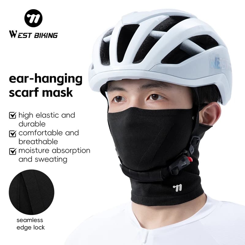 WEST BIKING Windproof Cycling Mask Seamless Ear-Hanging Breathable Balaclava for Outdoor Bike Headgear Motorcycle E-Bike Use