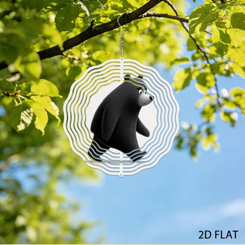 Heavy Iron Black Bear Wind Chimes for Outdoor Garden Patio Soothing Sound Home Decor