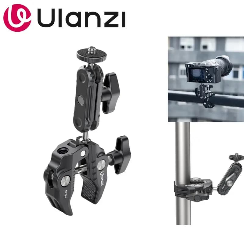 Morsetto multifunzione Ulanzi R094 Super Clamp per impieghi gravosi con attacco a vite da 1/4" e 3/8" per monitor, luce LED, microfono, fotocamera
