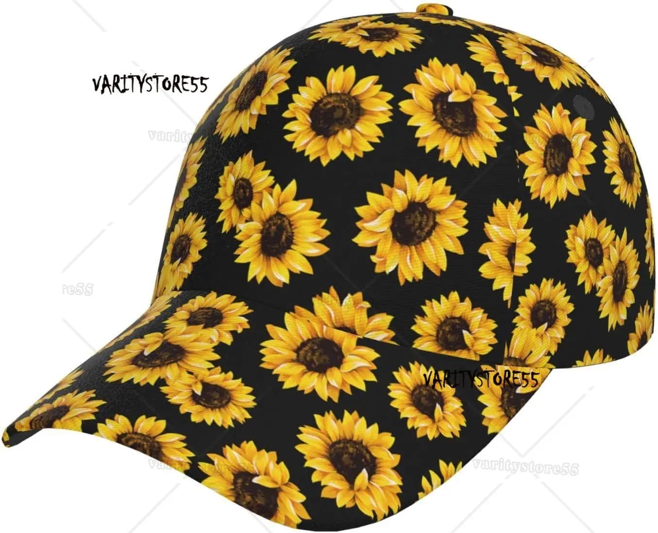 Girasoli Olio Nero Protezione solare Berretto da baseball Donna Uomo Sport Cappello da baseball regolabile Berretto da sole Cappello da camionista