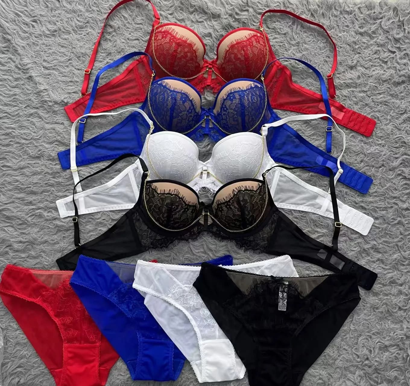 Set reggiseno push up in pizzo sexy Catene rimovibili Lingerie per il seno con supporto anti-cedimento