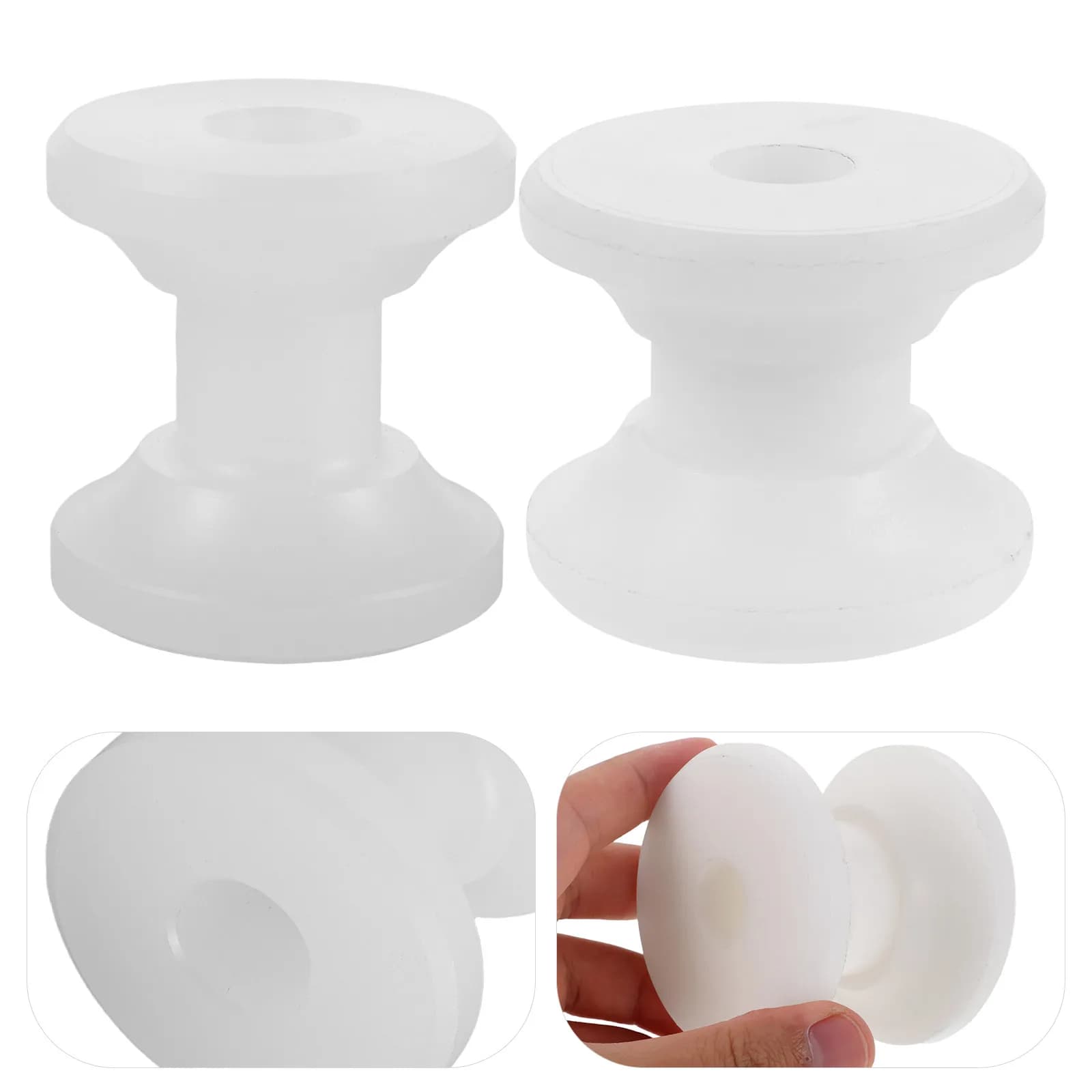 2Pcs White Nylon Anchor Roller Wheels Universal Bow Roller Replacement Marine Boat Anchor Line Guide Smooth Non-Marking