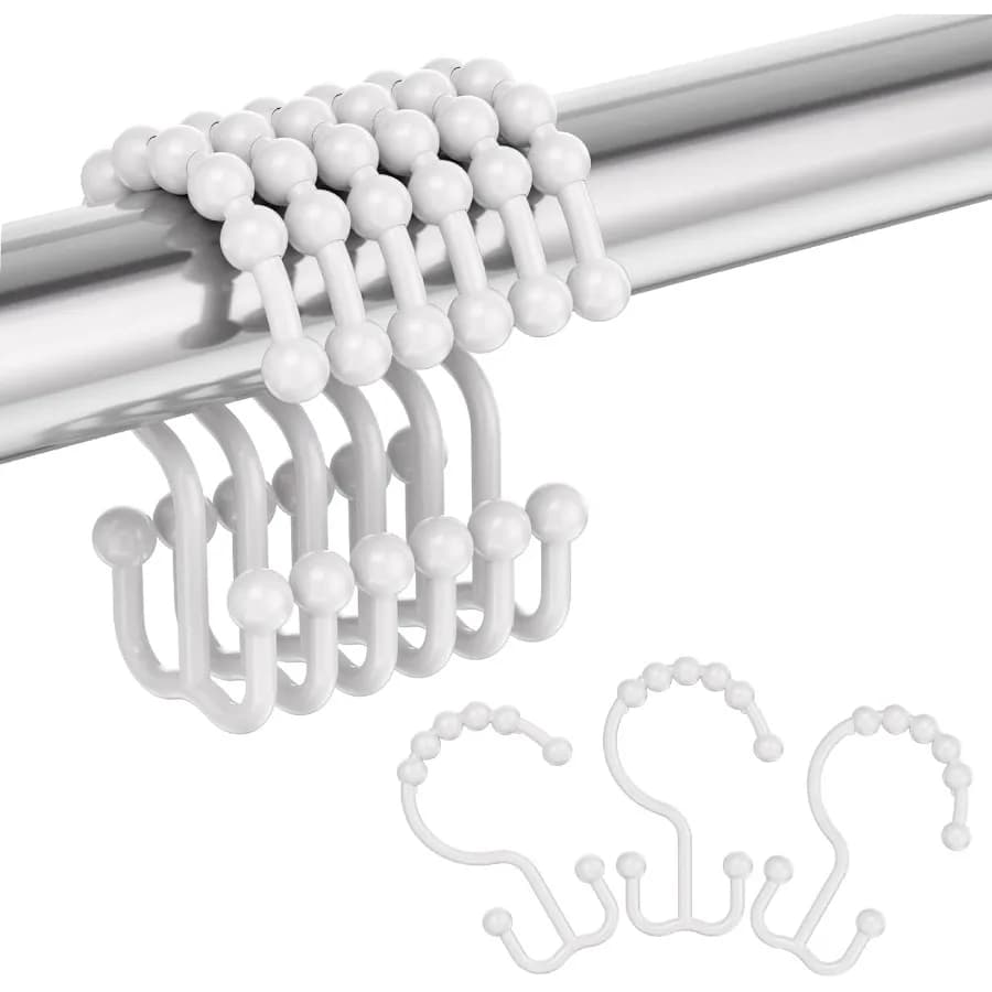 Ganci per tende da doccia in plastica Ganci per tende da doccia Anelli Doppi ganci per tende da doccia Ganci per tende da doccia Bianco Showe