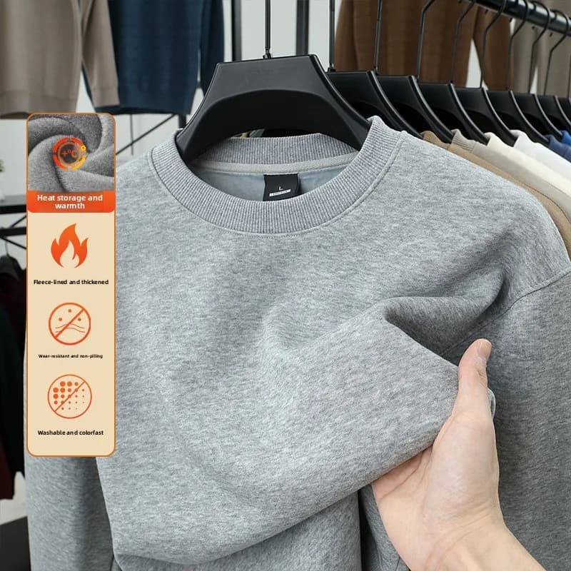 2026 New Style Spring and Autumn High-quality Men's Long-sleeved Hoodie with Added Insulation and Round Neckline for Men
