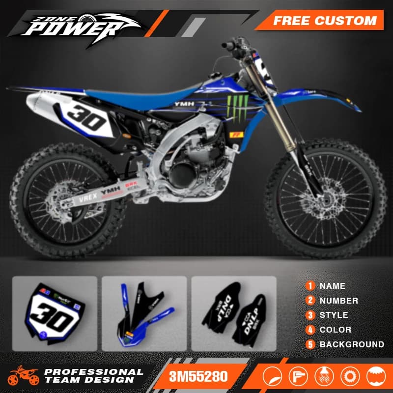 Powerzone For Yamaha YZF450 YZ 450F 2010 2011 2012 2013 Sticker Kit Customize Motocross Graphic Background Decals 13