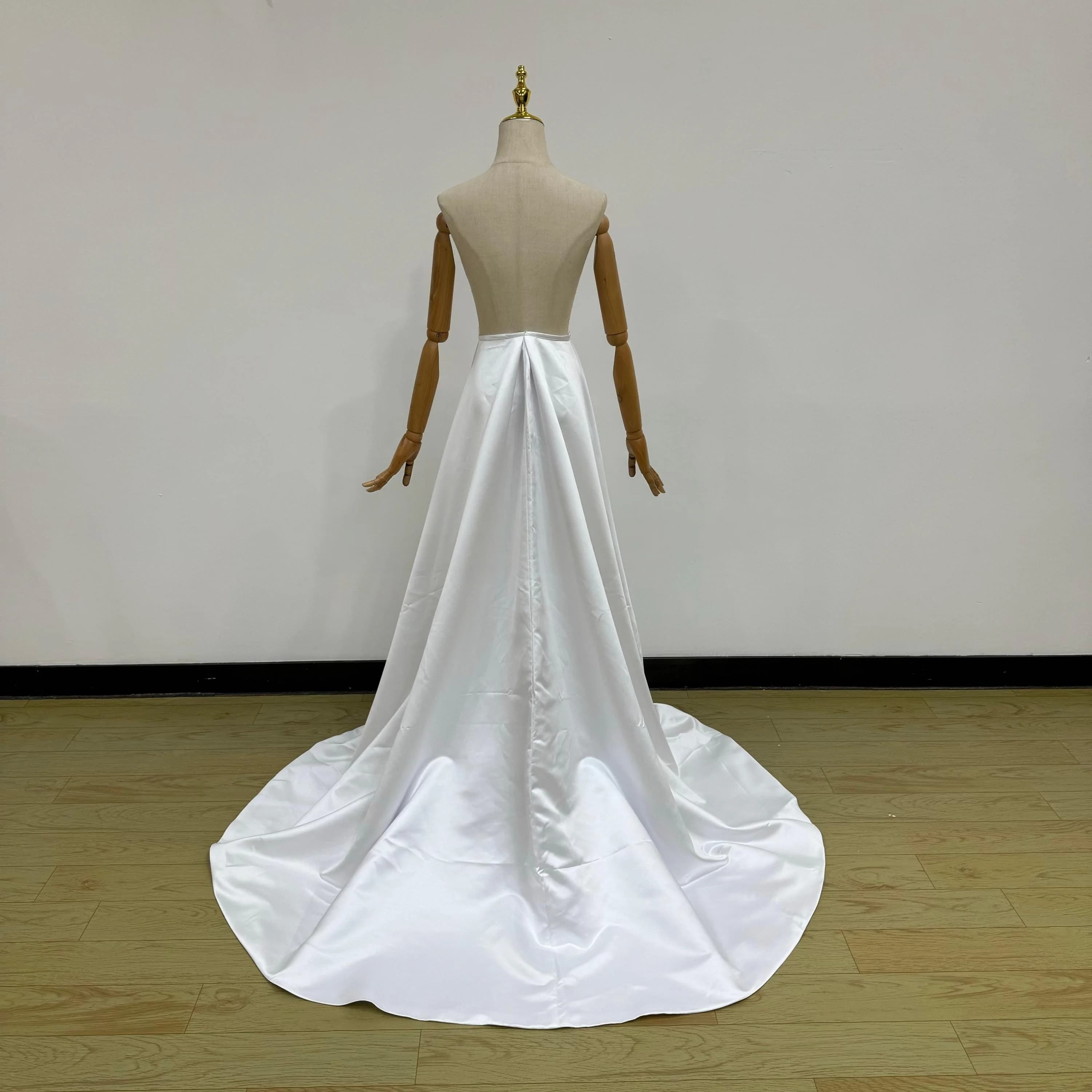 SBS Customized Detachable Ivory Satin For Wedding Dress Train Skirt Adjustable Wedding Dress Overlay Bridal Skirt Attachment