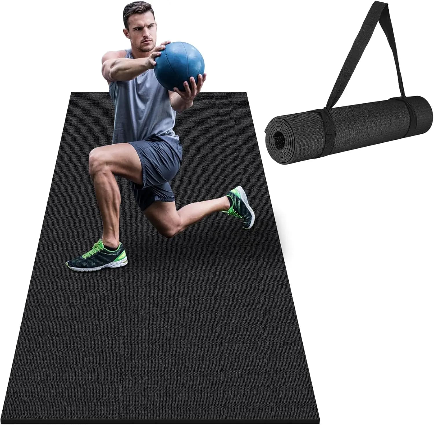 Tappetino da Allenamento Grande 6x2 e 6x4 per Palestra Domestica, Sollevamento Pesi, Yoga, Cardio - Pavimentazione Adatta alle Scarpe