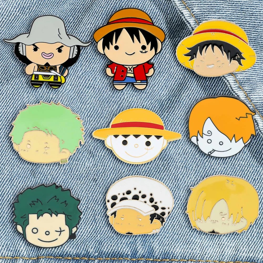 9 Pcs Cute Characters Image Brooch Zoro Sanji Luffy Enamel Pin Backpack Clothing Jewelry Metal Badge Accessories Gift for Friend