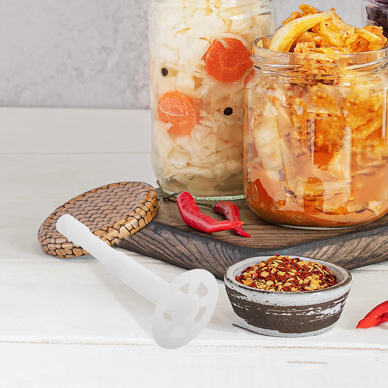 2 Pezzi Piastra di Pressione Ergonomica Regolabile per Fermentazione, Strumento per Barattoli Mason, per Fermentazione di Cavolo Sottaceto, Kimchi e Verdure