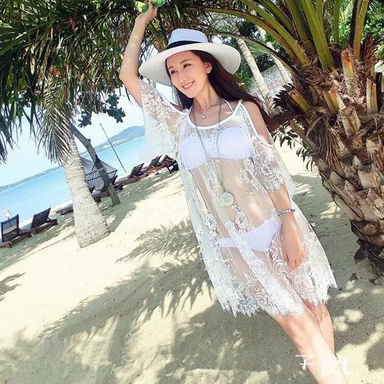 Copricostume da Spiaggia Sexy in Pizzo all'Uncinetto per Donne, Abito Estivo Casual Boho Chic, Outfit da Vacanza Trasparente e Trendy