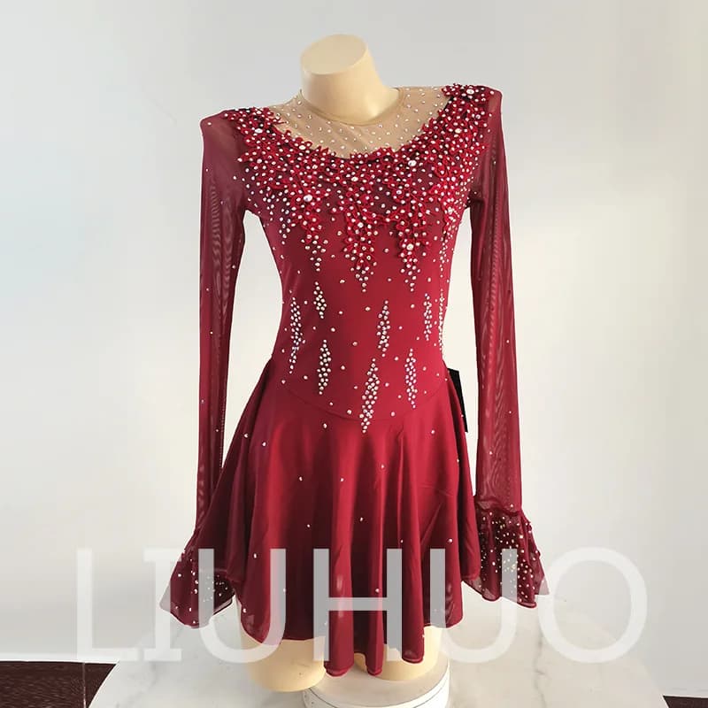 LIUHUO Pattinaggio di Figura sul Ghiaccio Vestito Ragazze Donne Adolescenti Elastico Spandex Concorso All'ingrosso BD1743