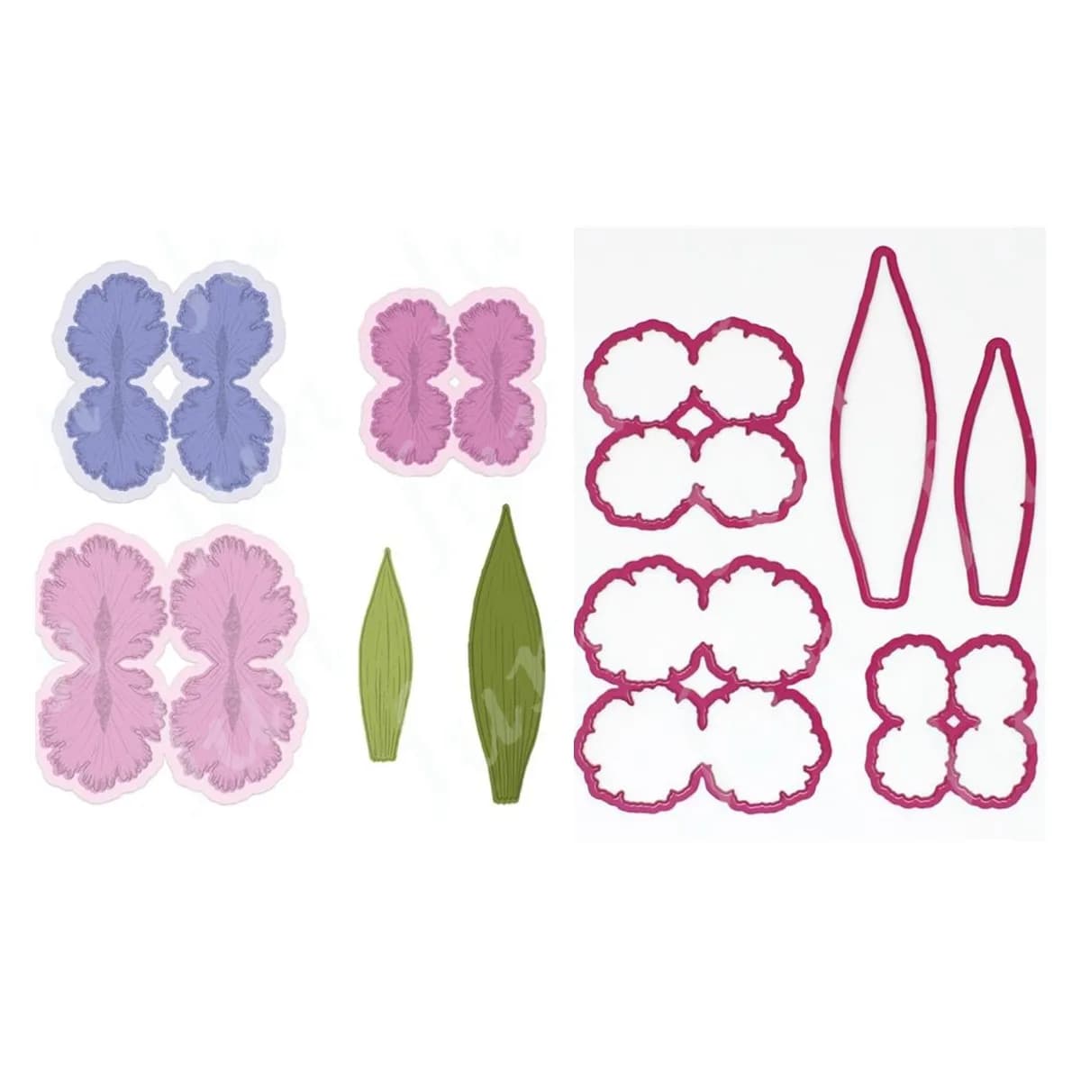 Iris Garden Petals Stamps and Metal Cutting Dies Sets for Diy Craft Making Greeting Card Scrapbooking Decoration Die Cuts Molds