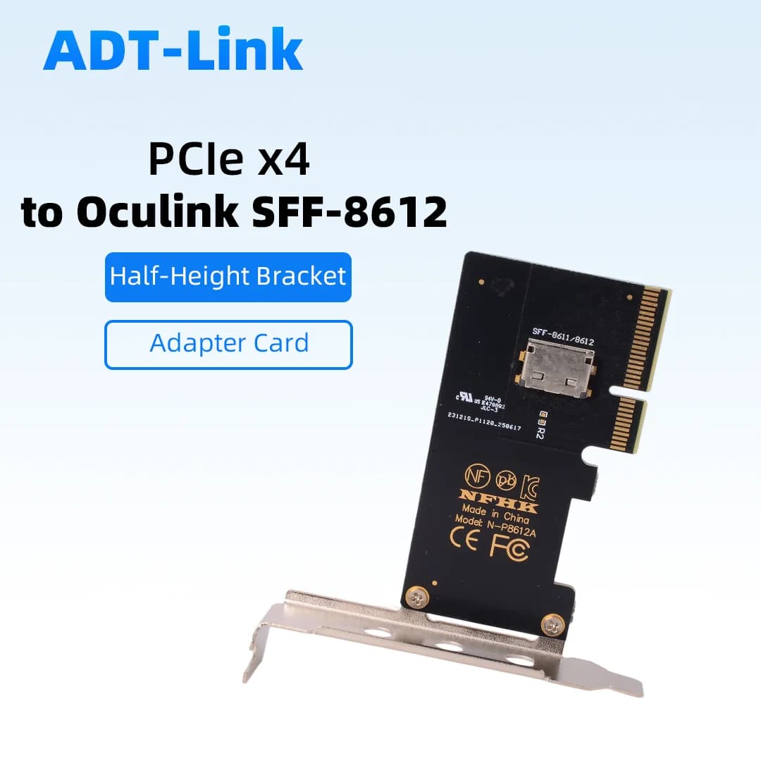 PCIe 4.0 5.0 X4 To OCuLink SFF-8612 4i Adapter Card, Host Converter for NVMe U.2 SSD EGPU External Graphics Card