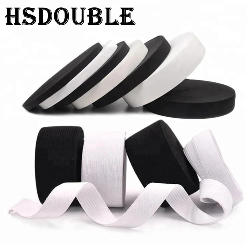 10-50 mm flat stretch band rubber black white nylon for accessories for children's suits