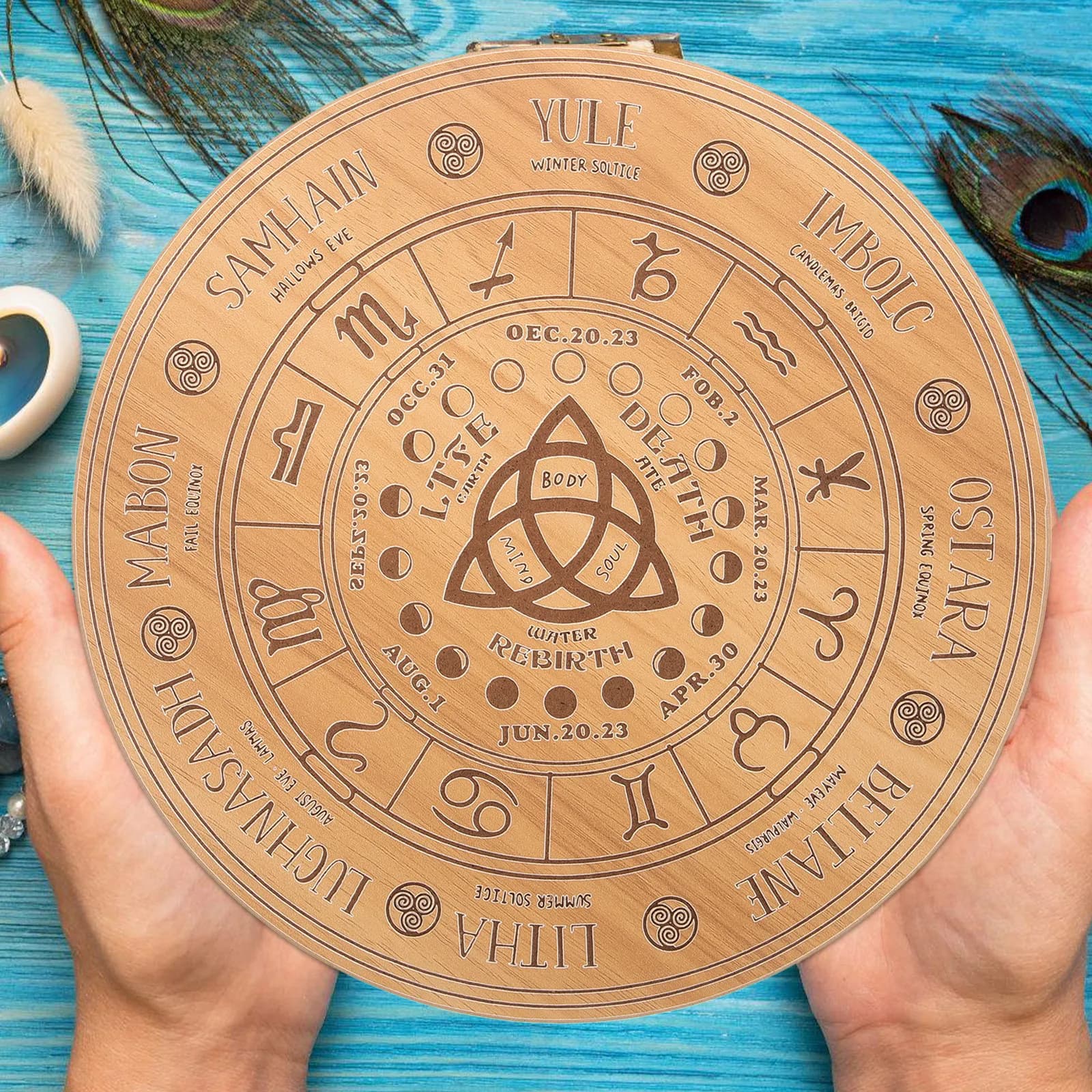 Tappetino da Tavolo per Divinazione con Pendolo, Strumenti e Accessori per Feste, Decorazione in Legno
