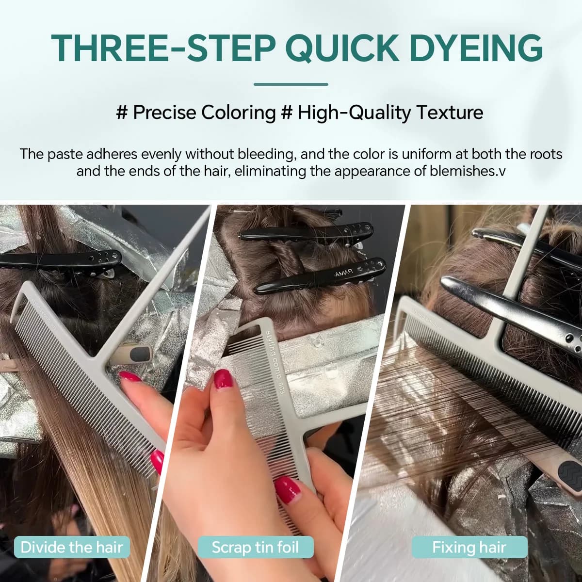 Pettine Professionale per Schiariture e Sezionamento Capelli con Coda a Spillo, Strumento per Tintura, Colorazione, Styling, Barbiere e Acconciature