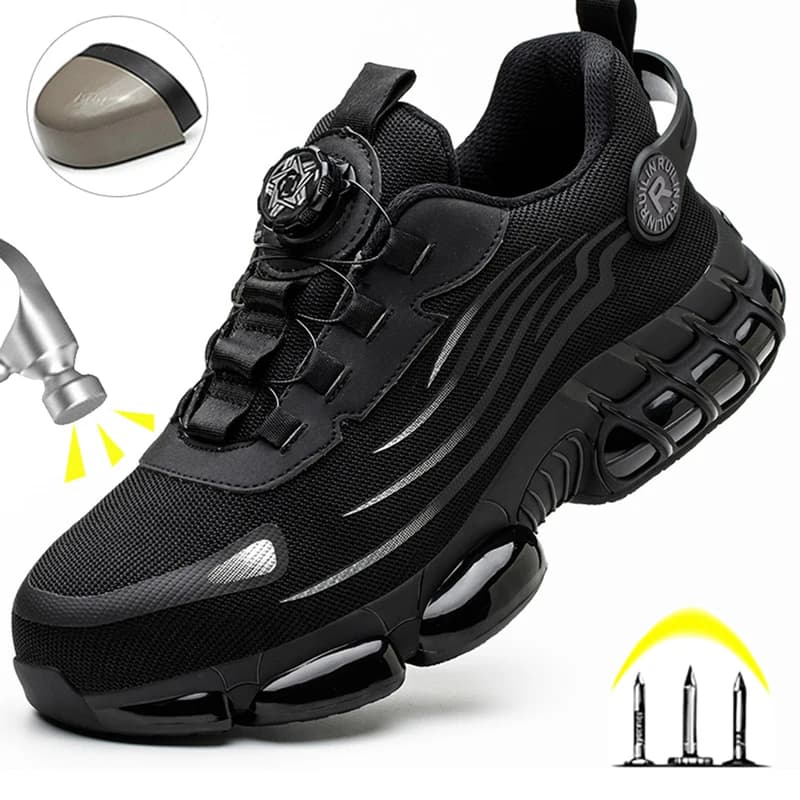 Steel Toe Safety Shoes Black for Men Lightweight Security Protective Boots Men Fashion Safety Sneakers Anti-Smash Anti-Puncture