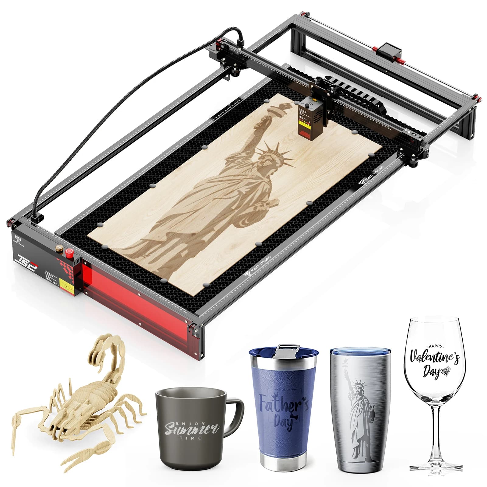 Laser Engraver Twotrees TS2-20W MAX, CNC Laser Engraving Machine on Metal, Laser Cutting Machine for Leather, Wood, Acrylic, Support Offline Control