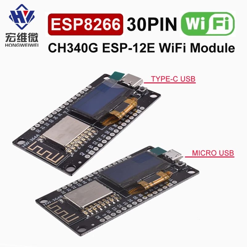 NodeMCU ESP8266 development card with 0,96 inch CH340G ESP-12E USB TYPE-C WiFi module for Arduino/Micropython