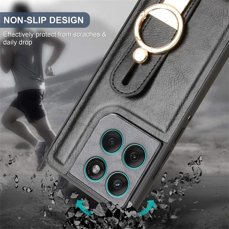 For Motorola Edge 60 Fusion Luxury Leather Cover Wristband Hand Strap Kickstand Metal Ring For Moto Edge 60 Fusion Phone Case