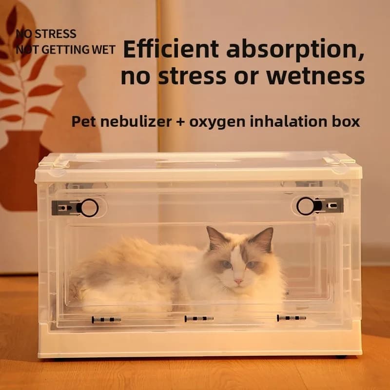 Nebulizzatore per animali domestici Gabbia per ossigeno Gatti Cani Sollievo dalla tosse Pieghevole Scatola traspirante Inalatore portatile Pieghevole Carrier Uso domestico