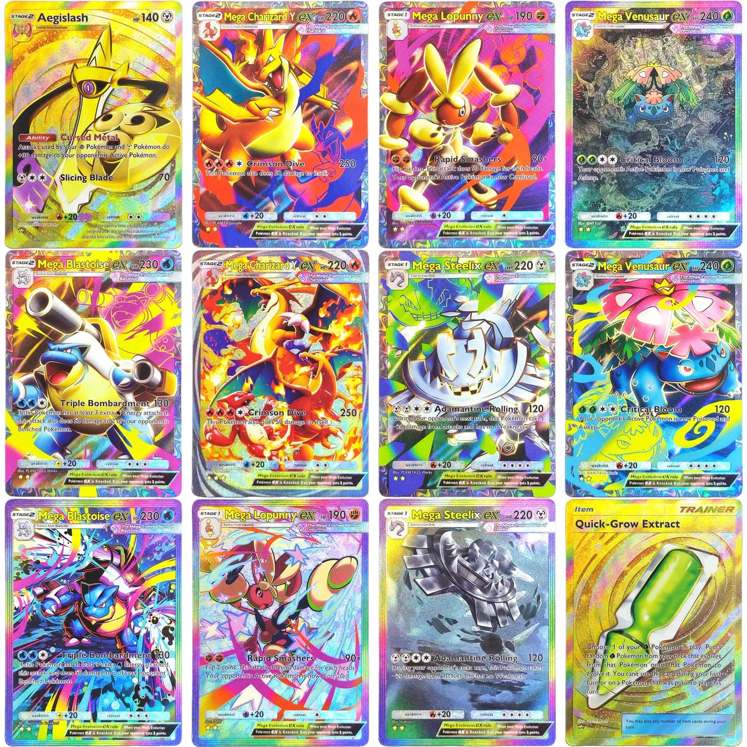Homemade Pokemon TCG Pocket Crimson Blaze B1a Mega Charizard Y Blastoise Steelix Lopunny Aegislash Clemont Serena Game Card Toy