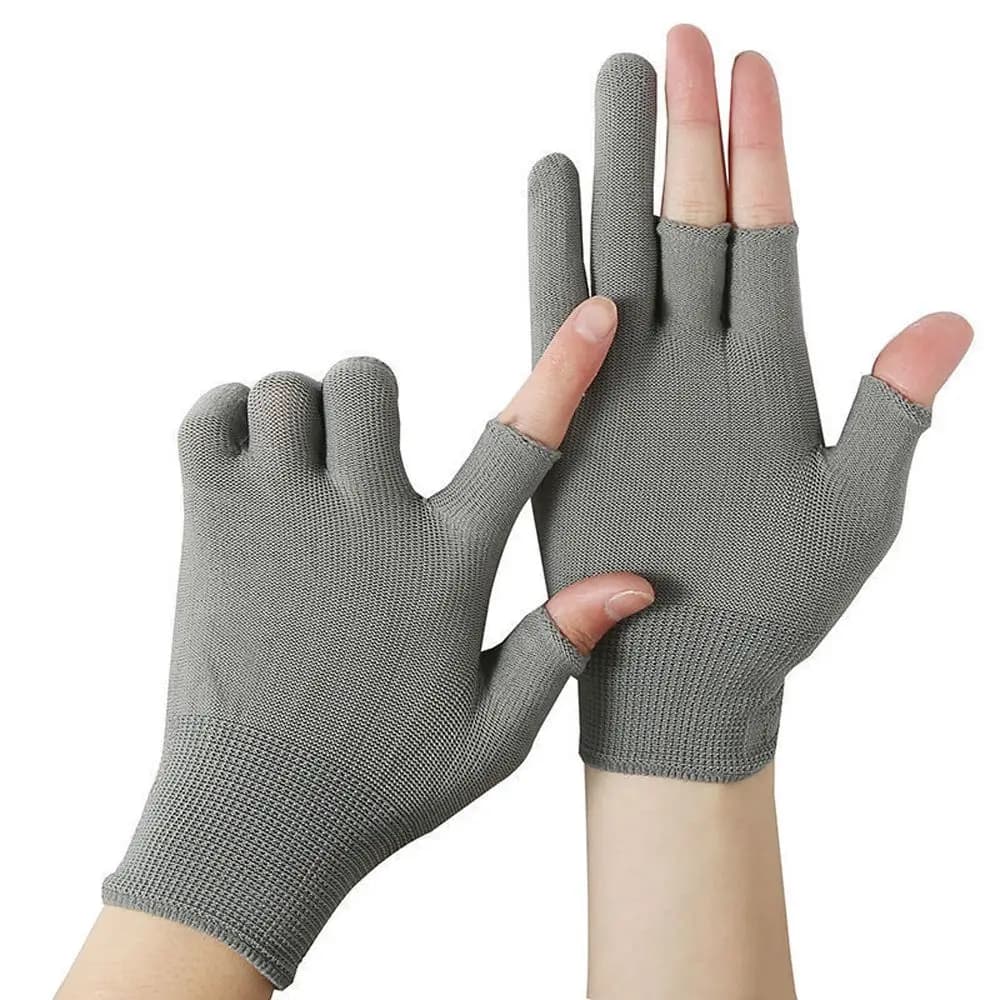 Guanti con Tre Dita Scoperte, Monocolore, per Ciclismo Outdoor, Guanti Antiscivolo con Due Dita Scoperte, Touch Screen, da Uomo, in Nylon