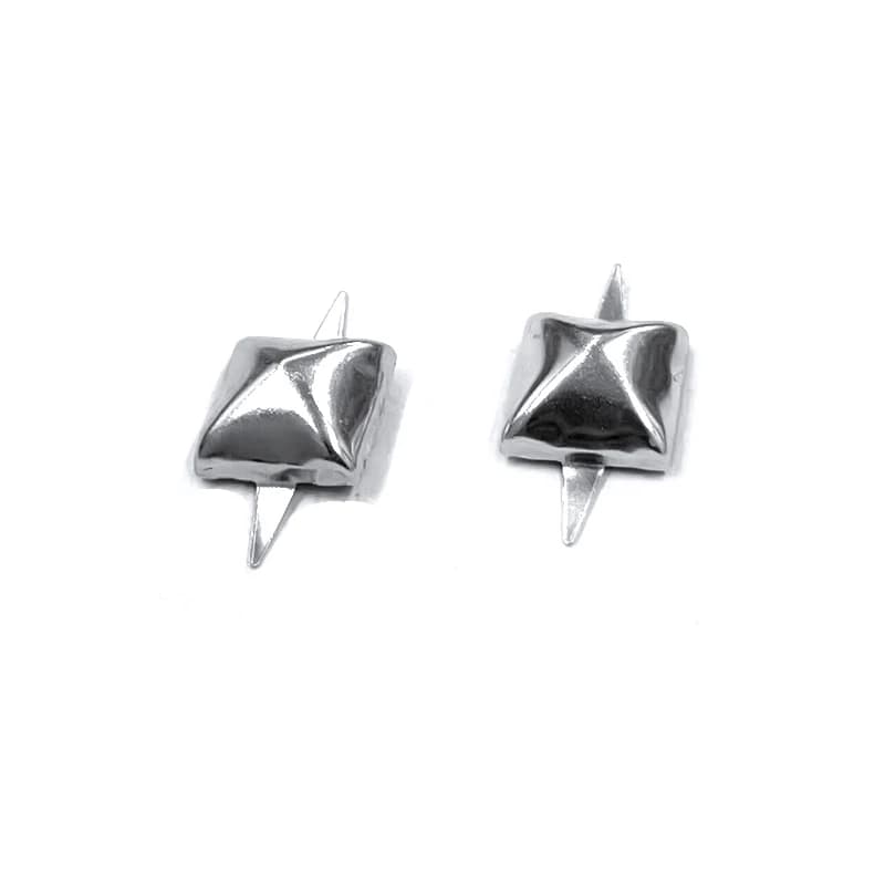 Rivetto decorativo in pelle con fibbia quadrata in ferro argento da 12 mm per borse per vestiti scarpe bottoni conici in metallo occidentale chiodo Punk gotico