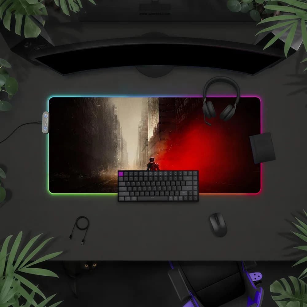 Tappetino per mouse Film T-Tron Ares con luce LED RGB, tastiera da gioco colorata, copertura antiscivolo, superficie impermeabile