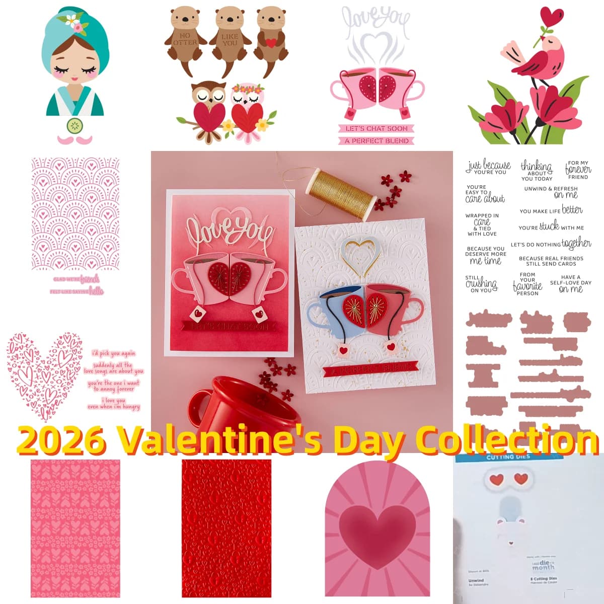 Dicembre Nuovo 2026 Collezione di San Valentino Hearted Together Love Metallo Fustelle Stencil Timbri di cera Hot Foil per modello fai da te
