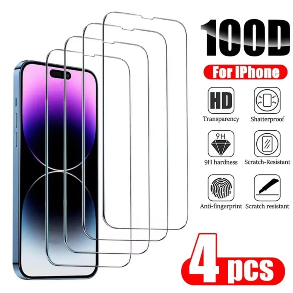 1-4 pezzi di vetro protettivo per iPhone 17 16 15 14 13 12 11 Pro XR X XS Max protezioni schermo per iPhone 7 8 6 Plus 12 13 Mini vetro