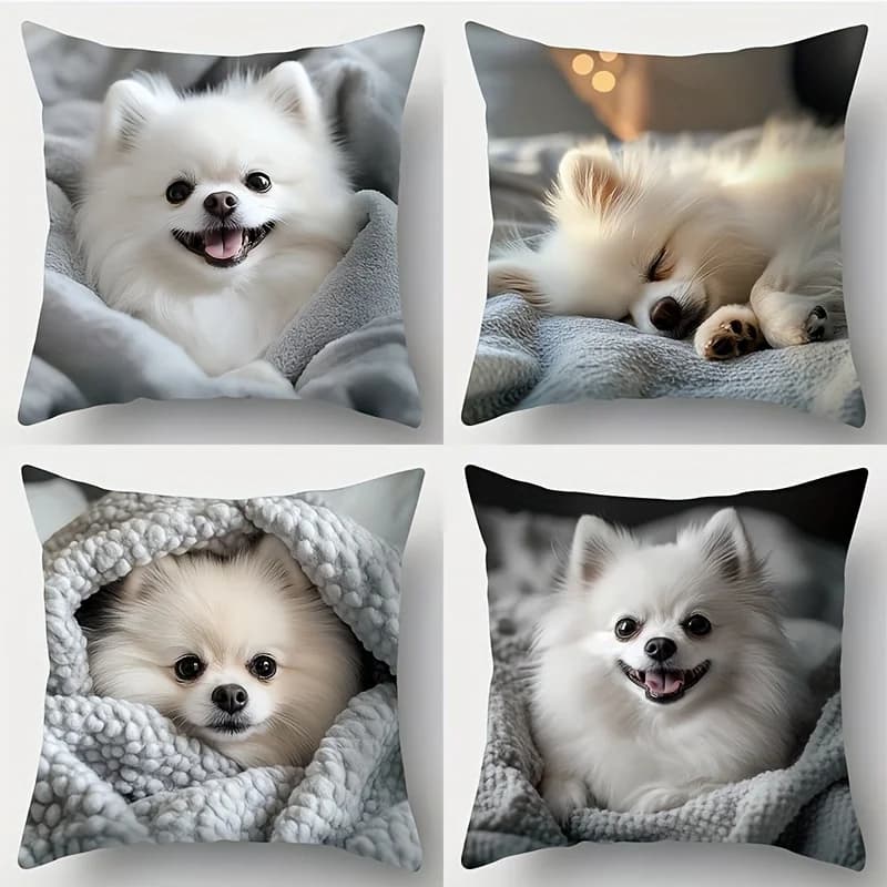 1/4 pezzo di fodere per cuscini con tema cane Pomeranian, comode e lisce, fodere per cuscini quadrati in poliestere, decorazioni per la casa