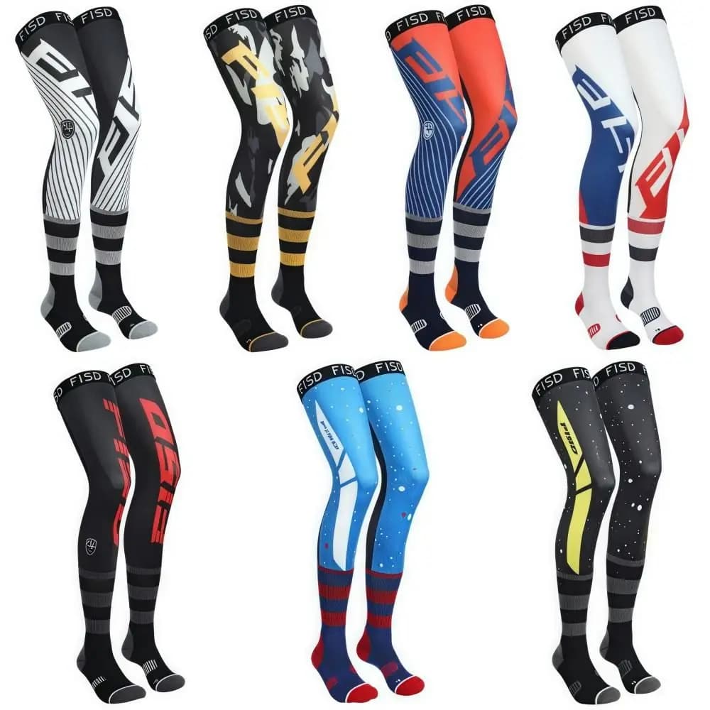Ginocchiere Elastiche per Moto, Calze a Compressione in Seta Ghiacciata per Motocross, Calze Sportive Antiscivolo con Fantasie Cool