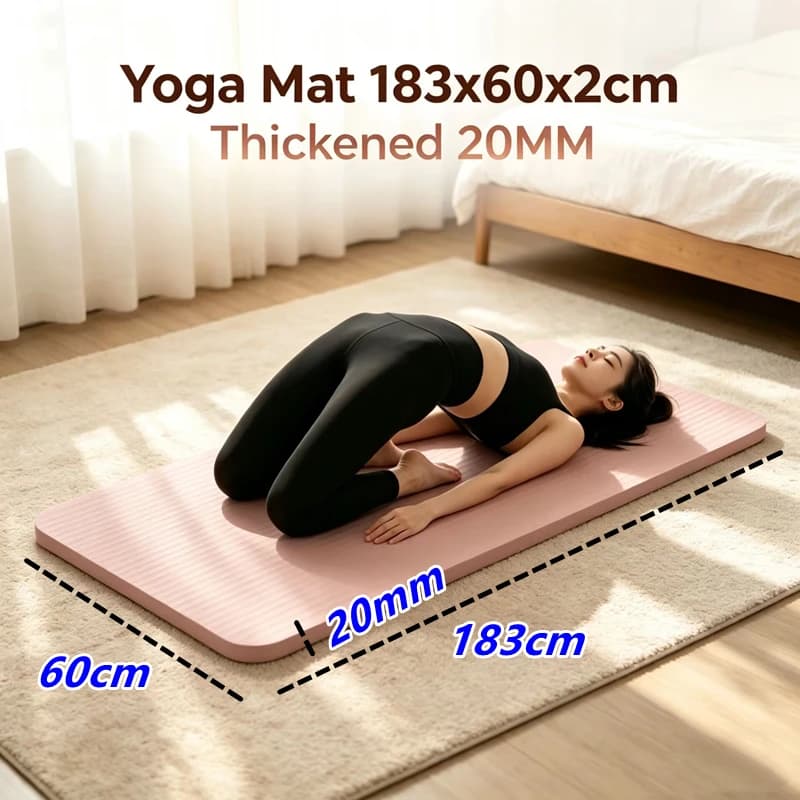 20MM Thickened Yoga Mat 183x60cm Non‑Slip Eco‑Friendly Foam Workout Mat Portable Exercise Mat for Pilates Gym Training Anti‑Slip