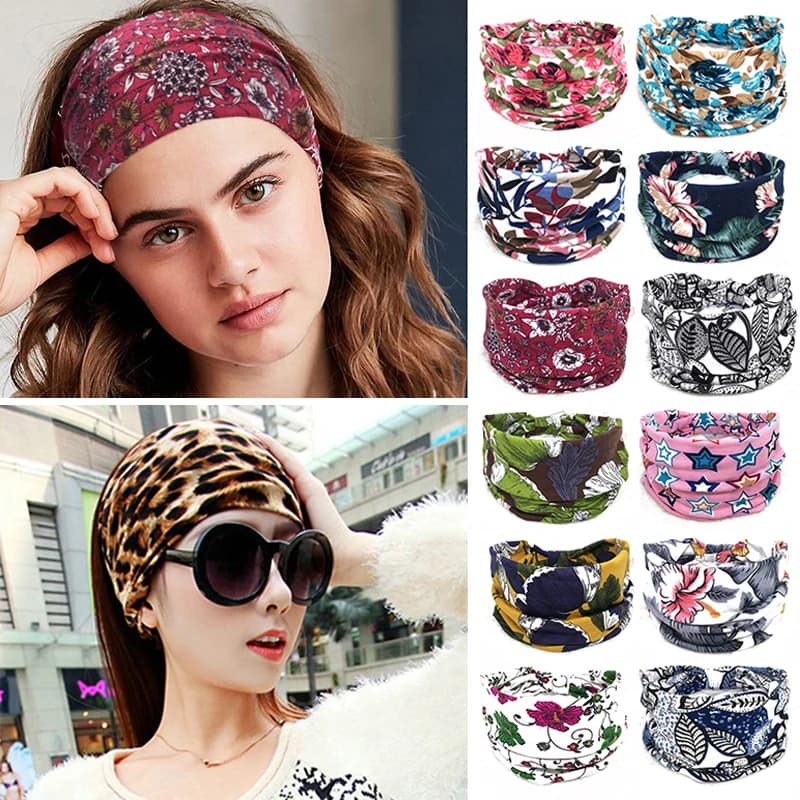 Elasticized Hair Faxes in broad cotton bohemian Women's Copricapo Turbante Headband Facades for hair Bandana broad sides Hair Accessories